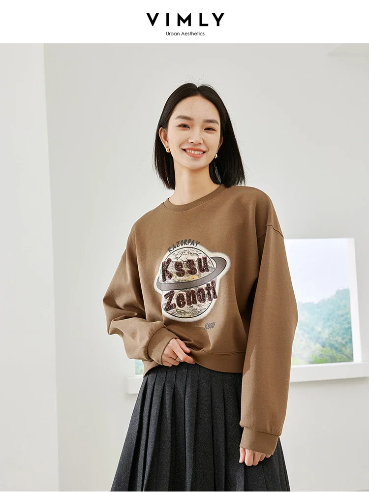 Vimly Coffee Long Sleeve Women's Sweatshirt O-neck Cotton Pullovers 2023 Autumn Casual Loose Letter Printed Woman Clothing 16198
Vimly Coffee Long Sleeve Women's Sweatshirt O-neck Cotton Pullovers 2023 Autumn Casual Loose Letter Printed Woman Clothing 16198