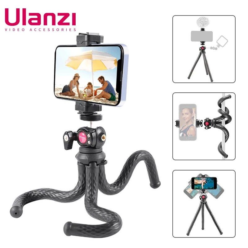 

Ulanzi FT-01 Octopus Tripod Flexible For Phone SLR DSLR Camera With 1/4'' Screw Ballhead Cold Shoe Smartphone Clip Selfie Stick