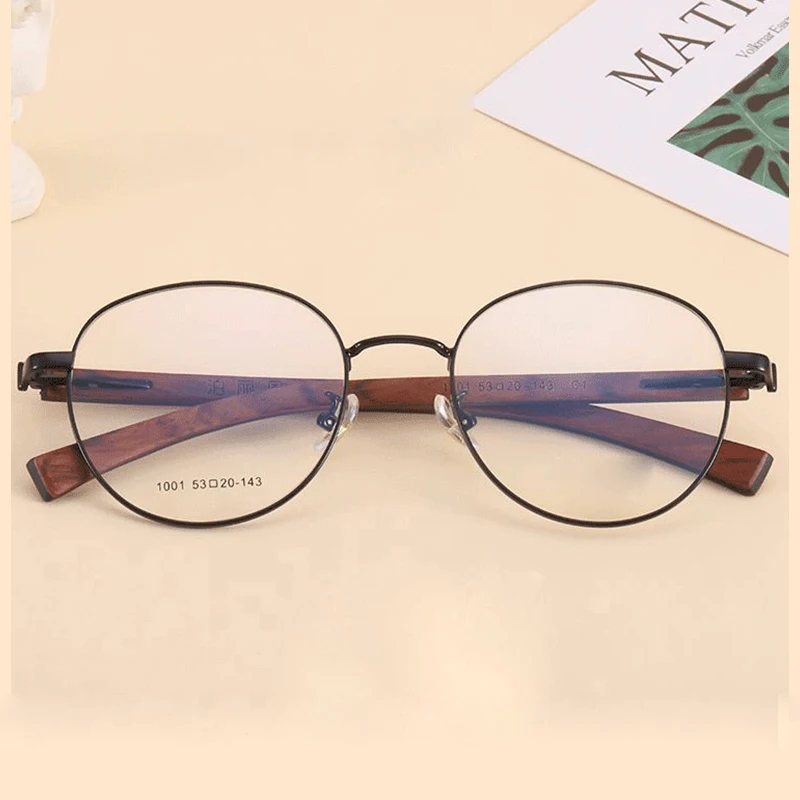 Retro Round Frame Women's Eyeglass Ultra Light Alloy Wooden Eyewear New Fashion Myopia Optical Prescription Glasses Man 1001
Retro Round Frame Women's Eyeglass Ultra Light Alloy Wooden Eyewear New Fashion Myopia Optical Prescription Glasses Man 1001