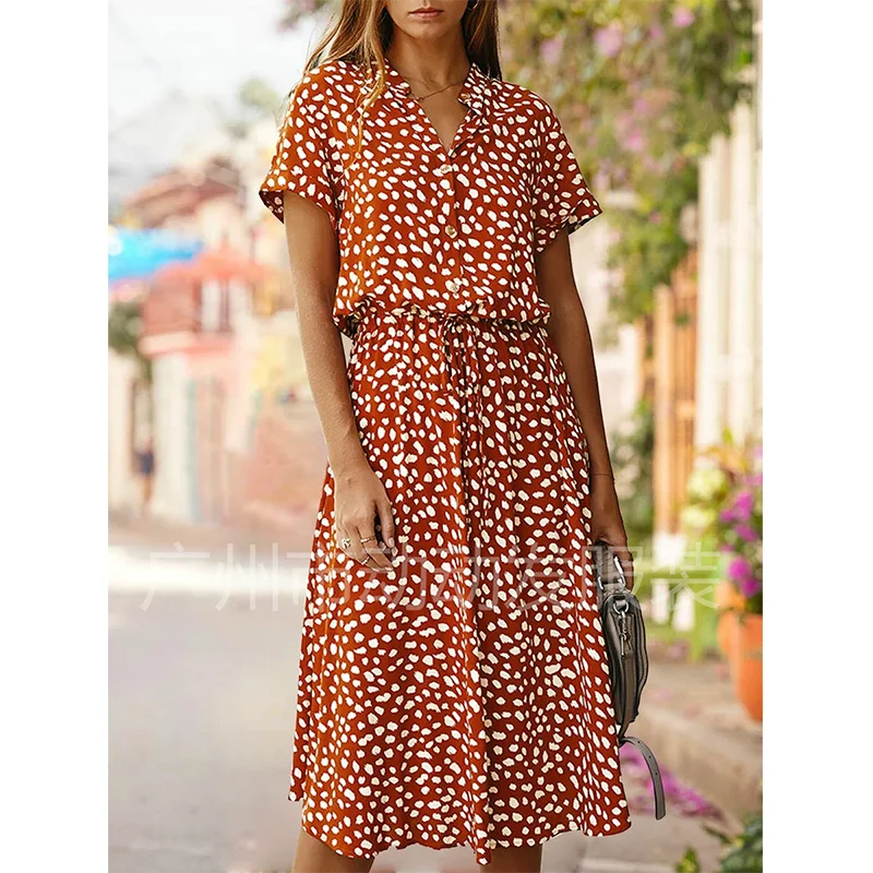 2022 Summer Polka Dot Dress Ladies Leopard Print Shirt Dress, Bohemian, Mid-length, High Waist, Beachwear, Vacation, Summer
2022 Summer Polka Dot Dress Ladies Leopard Print Shirt Dress, Bohemian, Mid-length, High Waist, Beachwear, Vacation, Summer