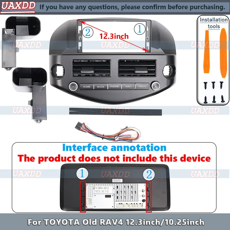 2 Din салон автомобиля Android для TOYOTA RAV4 12 3 10 25 дюйма рамка комплект кабельного видео