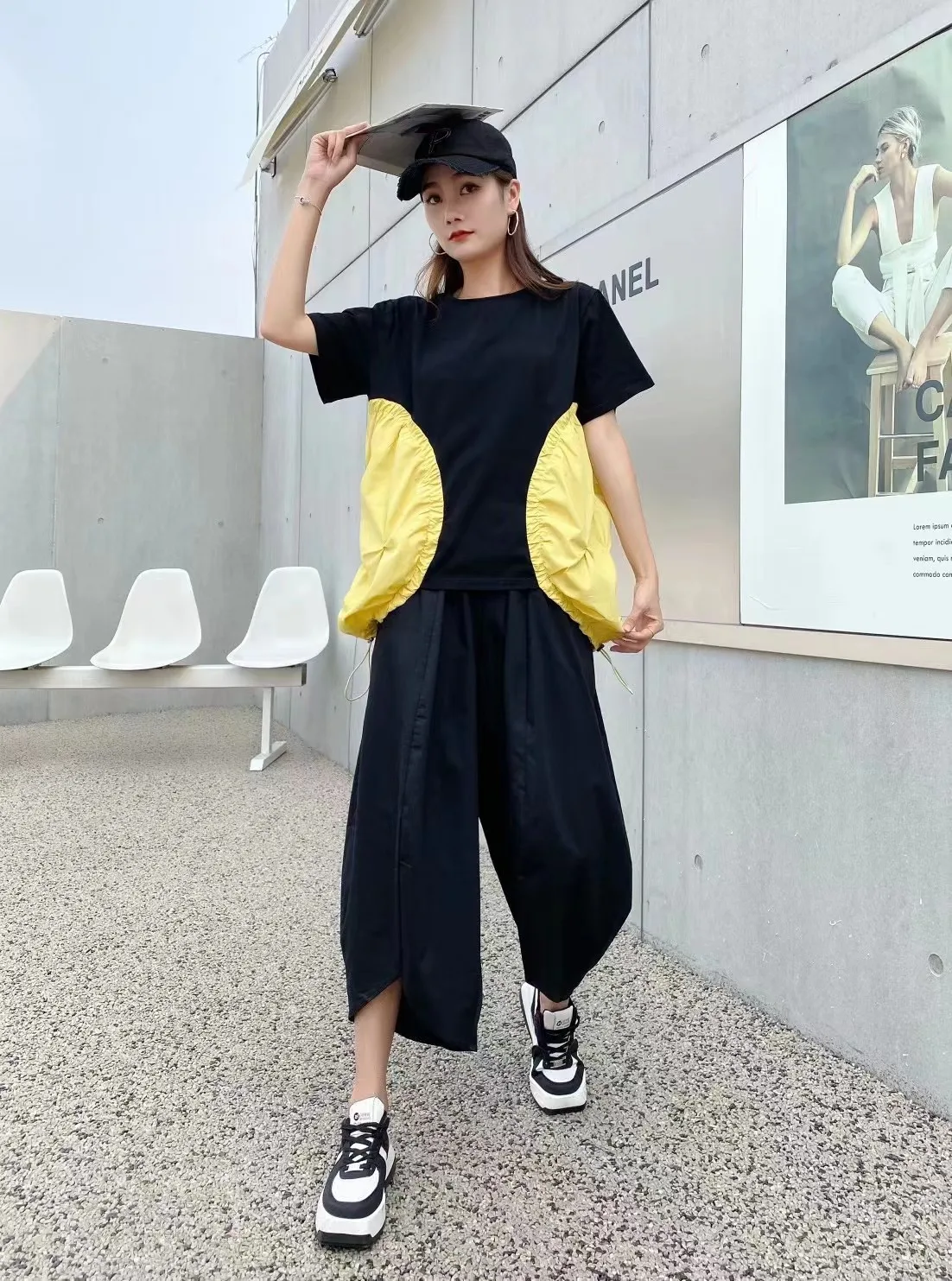 Special Patchwork Unique Women Tee Tops pleated drawstring Design Lady Round Neck T-shirts
Special Patchwork Unique Women Tee Tops pleated drawstring Design Lady Round Neck T-shirts