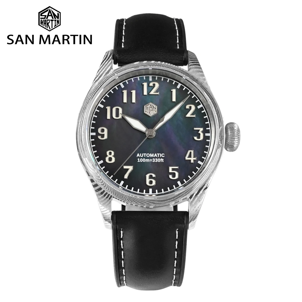 San Martin 39mm Pilot Men Watch Damascus Steel MOP Dial Top Brand Limited Luxury Edition PT5000 SW200 Automatic Mechanical 10Bar
San Martin 39mm Pilot Men Watch Damascus Steel MOP Dial Top Brand Limited Luxury Edition PT5000 SW200 Automatic Mechanical 10Bar