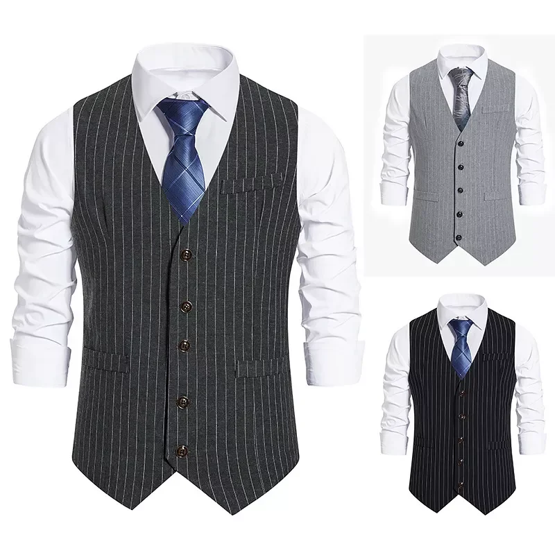 2022 Autumn New Men's Business Casual Stripe Single Breasted Vest Men's Suit Vintage Vest
2022 Autumn New Men's Business Casual Stripe Single Breasted Vest Men's Suit Vintage Vest