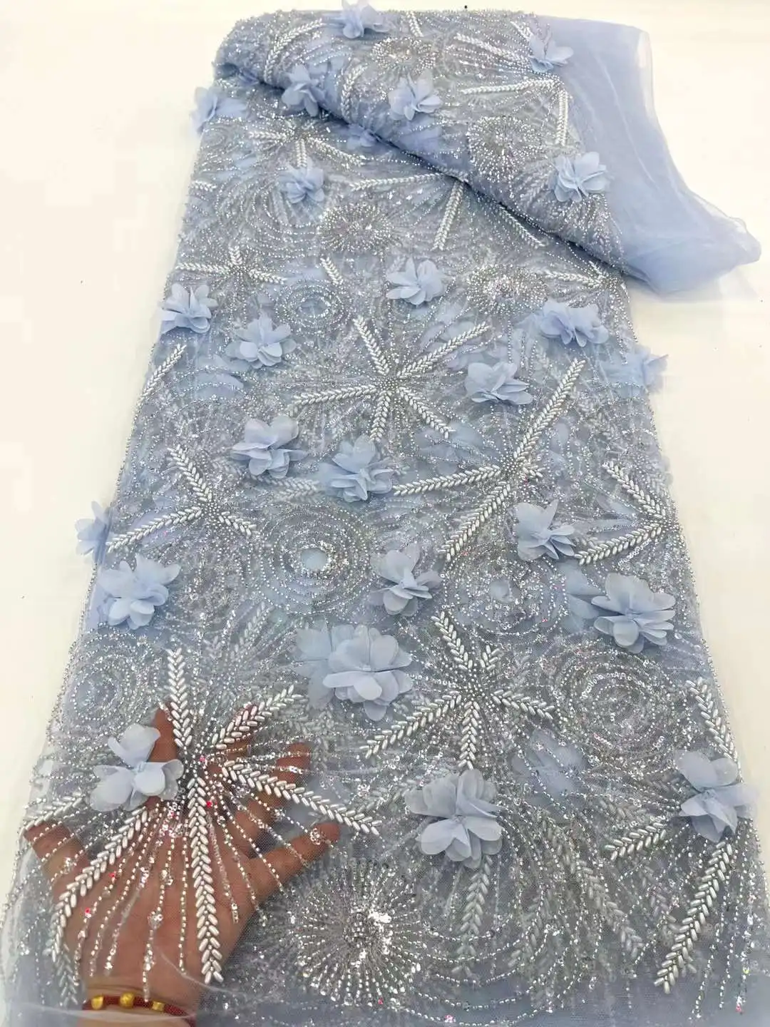 Роскошная африканская кружевная ткань серо-синего цвета с 3D бусинами, модель SG0296 высококачественные для жениха нигерийская Свадебная вышивка для невесты, французское Тюлевое Шитье
Роскошная африканская кружевная ткань серо-синего цвета с 3D бусинами, модель SG0296 высококачественные для жениха нигерийская Свадебная вышивка для невесты, французское Тюлевое Шитье