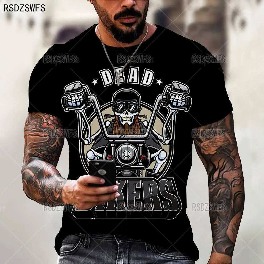New Hot Summer 3D Printing Motorcycle Skull Male/Female T-shirt Horror Skeleton Pattern Street Personality Wild Loose Oversized
New Hot Summer 3D Printing Motorcycle Skull Male/Female T-shirt Horror Skeleton Pattern Street Personality Wild Loose Oversized