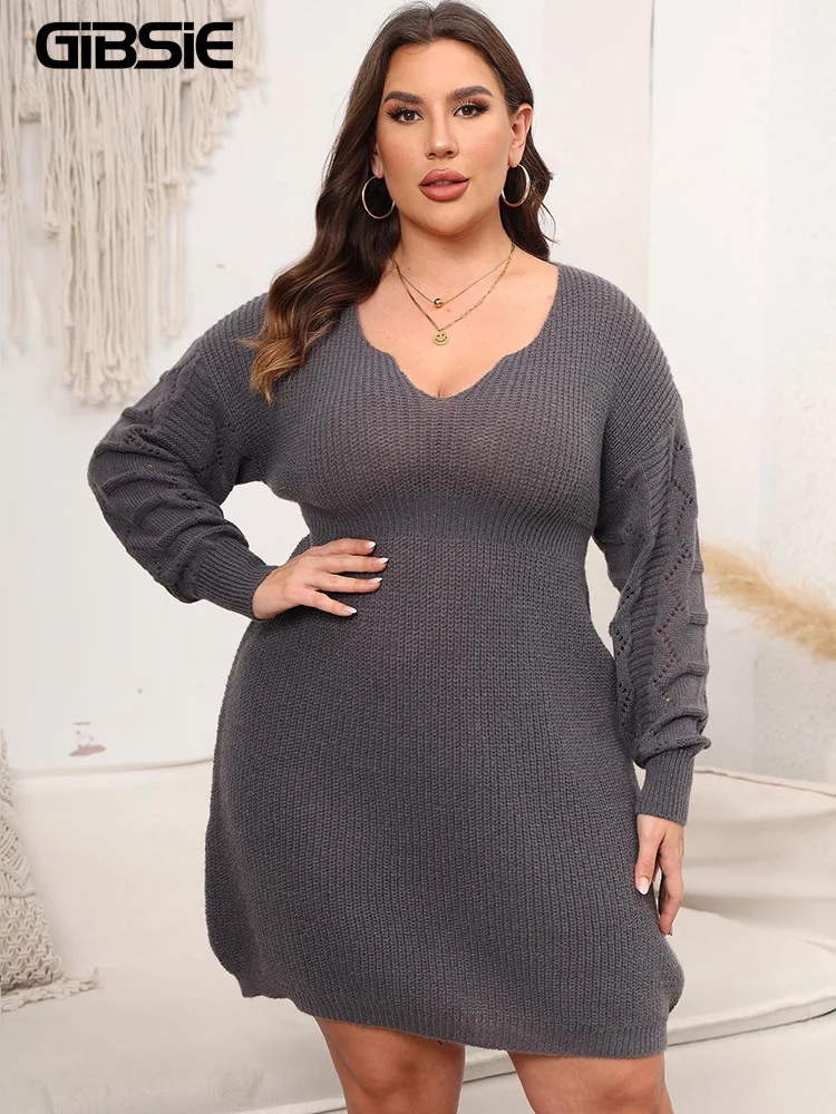 GIBSIE Plus Size Women Knitted Sweater Dresses 2023 Autumn Winter Solid Casual Knitwear High Waist V Neck Pullover Mini Dress
GIBSIE Plus Size Women Knitted Sweater Dresses 2023 Autumn Winter Solid Casual Knitwear High Waist V Neck Pullover Mini Dress