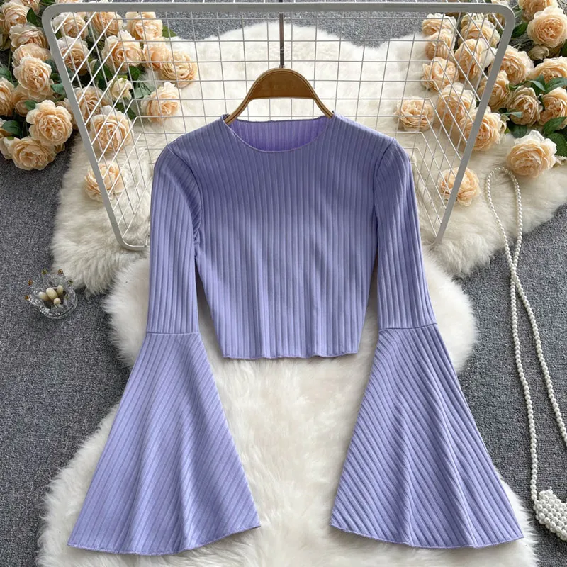 Дизайнерская футболка с расклешенным рукавом, Женский Осенний облегающий Короткий Красивый топ, модные женские футболки 2022
Дизайнерская футболка с расклешенным рукавом, Женский Осенний облегающий Короткий Красивый топ, модные женские футболки 2022