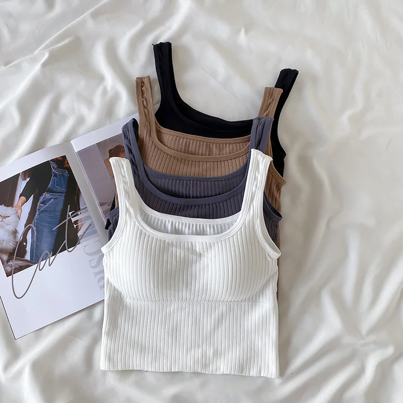 Корейский модный простой полосатый Женский Топ спортивные хлопковые бесшовные майки с накладкой на грудь бюстгальтер дышащее нижнее белье 
Корейский модный простой полосатый Женский Топ спортивные хлопковые бесшовные майки с накладкой на грудь бюстгальтер дышащее нижнее белье