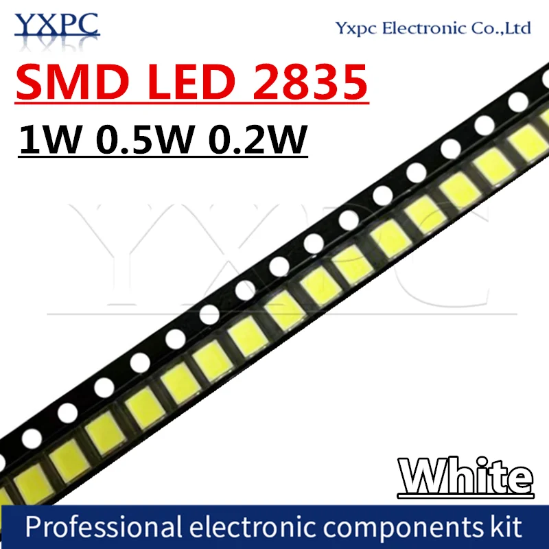 

100pcs High Brightness SMD LED 2835 1W 0.5W 0.2W White 3V 6V 9V 18V 36V 150MA/100MA/30MA/60MA/80MA 6000-6500K Highlight Diode