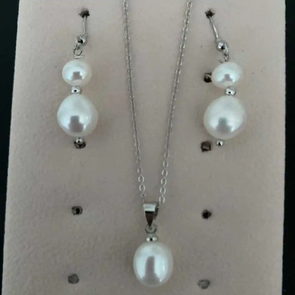 11-12MM White Freshwater Pearl Pendant Earrings Necklace Set Jewelry Wedding Lucky New Year Cultured Party Fashion Christmas
11-12MM White Freshwater Pearl Pendant Earrings Necklace Set Jewelry Wedding Lucky New Year Cultured Party Fashion Christmas