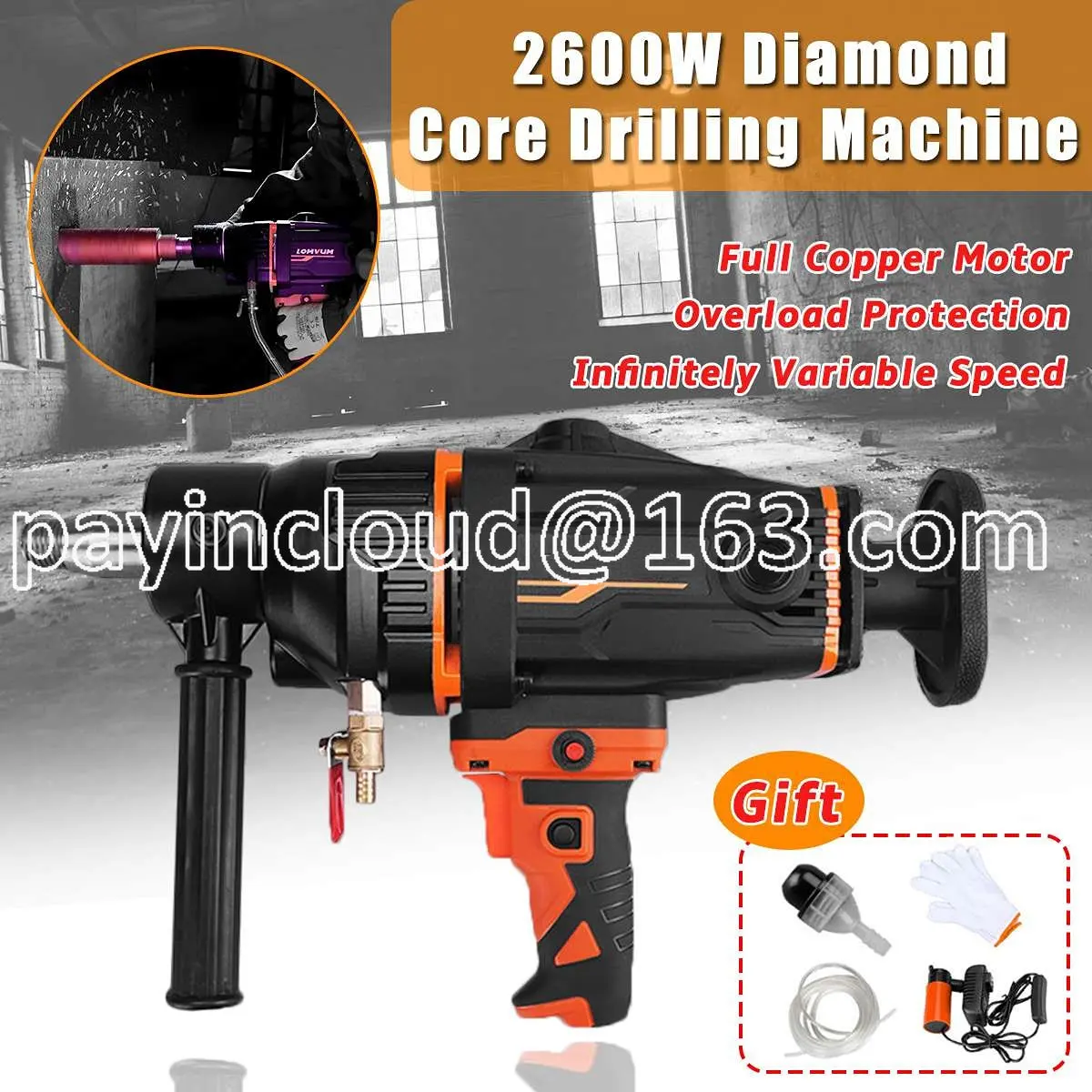 2600W 280mm Electric Diamond Core Drilling Machine High power Handheld Concrete Core Drill Machine with Water Pump Accessories
2600W 280mm Electric Diamond Core Drilling Machine High power Handheld Concrete Core Drill Machine with Water Pump Accessories