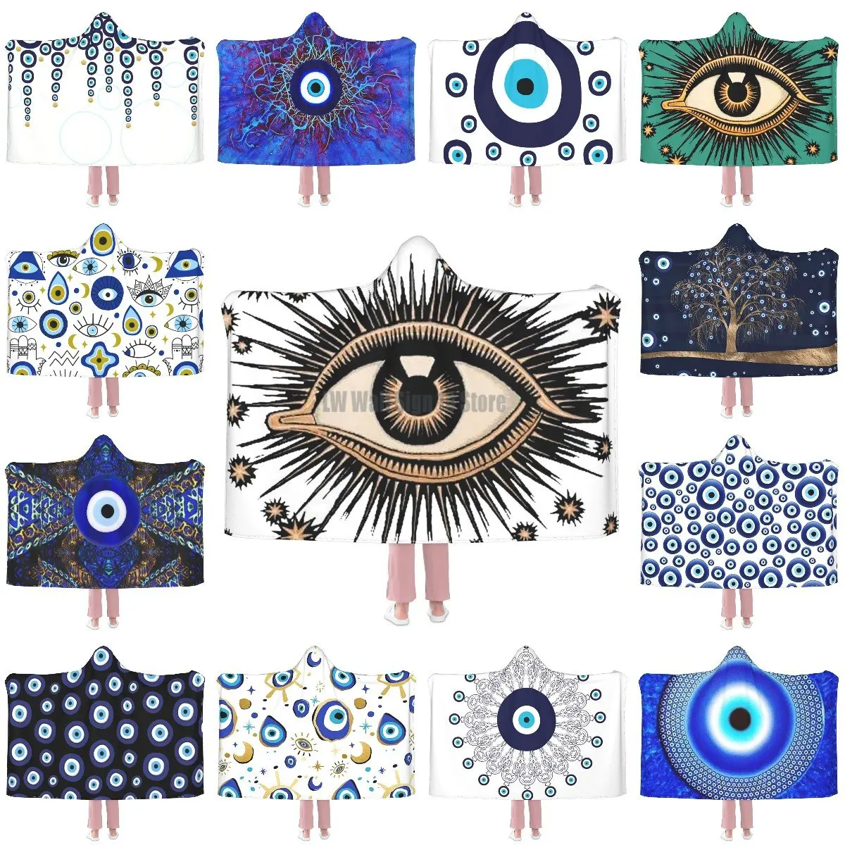Navy Blue And Aqua Nazar Evil Eye Lucky Charm Wearable Hooded Blanket Flannel Fleece Throw Blanket Cape Cloak Wearable Shawl
Navy Blue And Aqua Nazar Evil Eye Lucky Charm Wearable Hooded Blanket Flannel Fleece Throw Blanket Cape Cloak Wearable Shawl