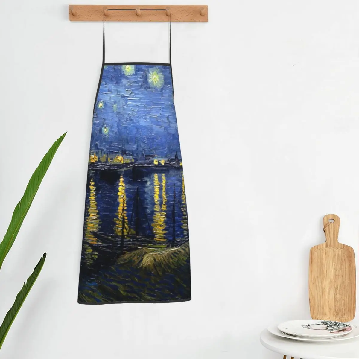 

Starry Night Over The Rhone Apron Van Gogh Restraunt Adult Kitchen Accessories Custom Cleaning Aprons without Pocket