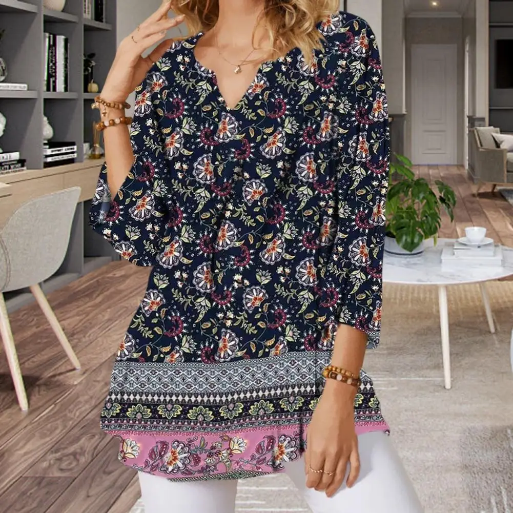 Breathable Chic Boho Flower Pattern Women Top Loose Fit Pullover Blouse Lightweight Female Clothing
Breathable Chic Boho Flower Pattern Women Top Loose Fit Pullover Blouse Lightweight Female Clothing