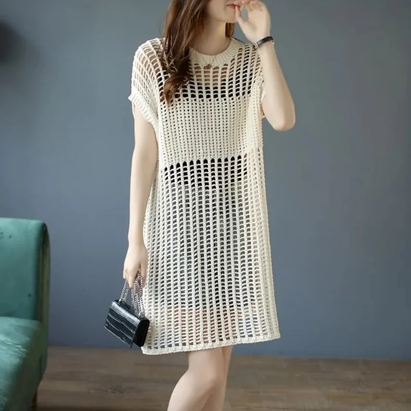 Sexy Hollow Out Knit Lady Shirt Summer Short Sleeve Air-conditioned Shirt Top Loose Versatile Sunscreen Shirt Casual Pullovers
Sexy Hollow Out Knit Lady Shirt Summer Short Sleeve Air-conditioned Shirt Top Loose Versatile Sunscreen Shirt Casual Pullovers