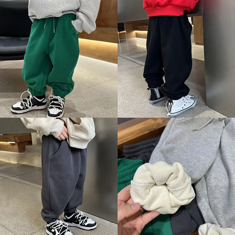 Children's Clothing For Boy Trousers Solid Color Fleece Casual Warm Pants Winter Pants For Kids Girls Drawstring Pants Sport 
Children's Clothing For Boy Trousers Solid Color Fleece Casual Warm Pants Winter Pants For Kids Girls Drawstring Pants Sport