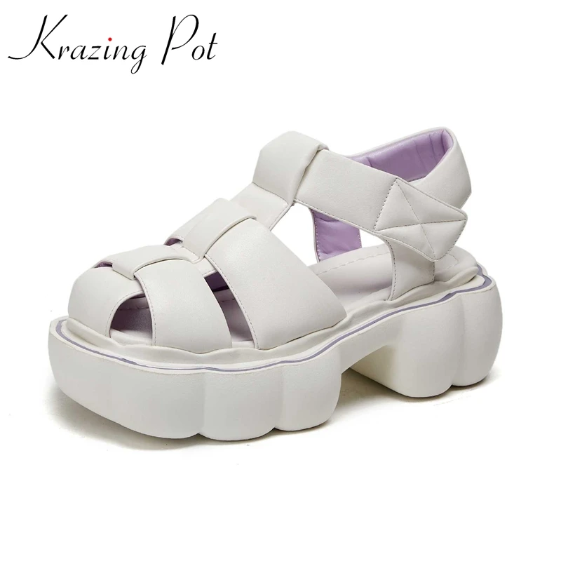Krazing Pot Summer New Microfiber Round Toe High Heel Platform Gladiator Leisure Fashion Cozy Handmade Brand Women Sandals L59
Krazing Pot Summer New Microfiber Round Toe High Heel Platform Gladiator Leisure Fashion Cozy Handmade Brand Women Sandals L59