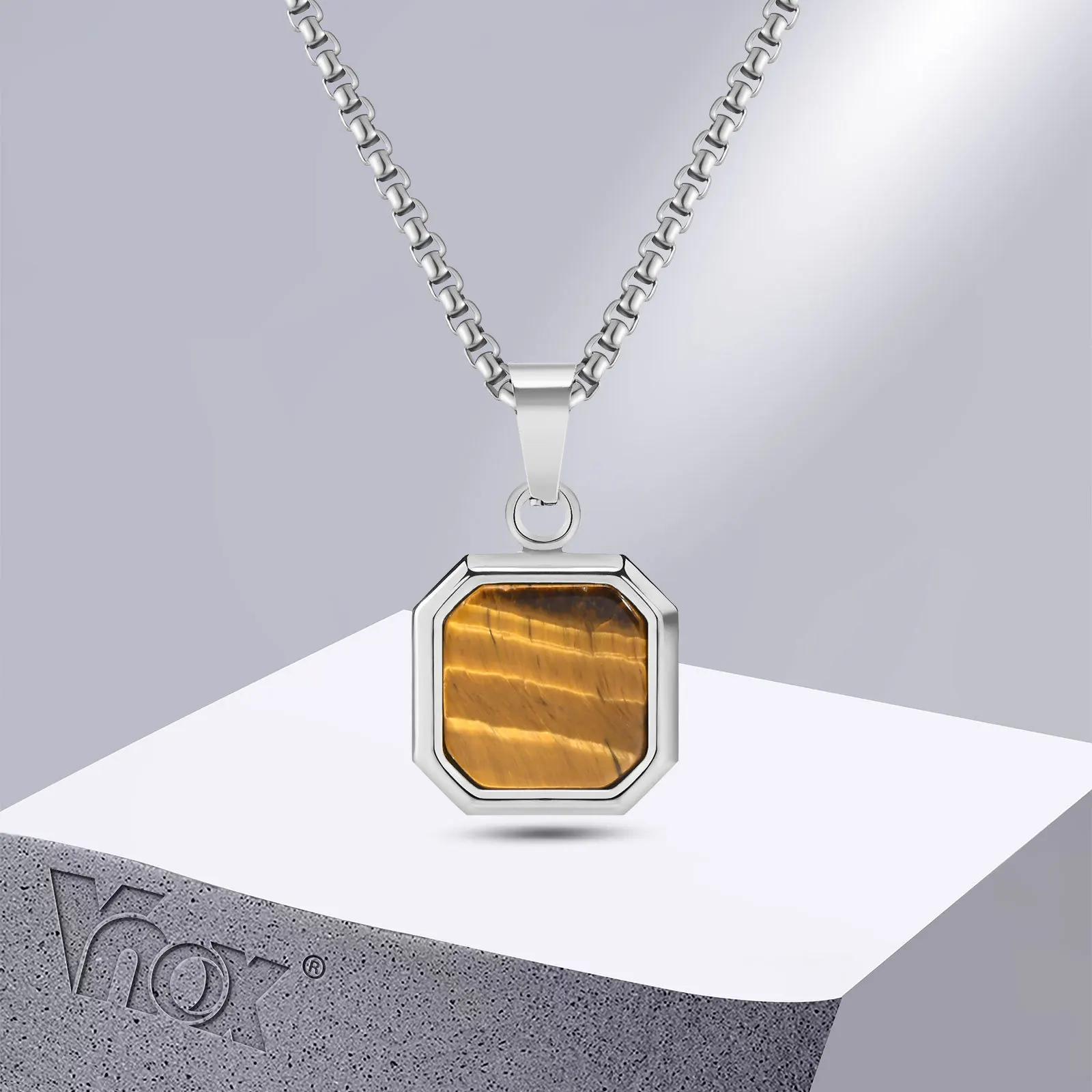 Vnox Men Square Stone Necklaces, Geometric Natural Stone Pendant, PVD Gold Color Stainless Steel Collar Gifts for Him
Vnox Men Square Stone Necklaces, Geometric Natural Stone Pendant, PVD Gold Color Stainless Steel Collar Gifts for Him