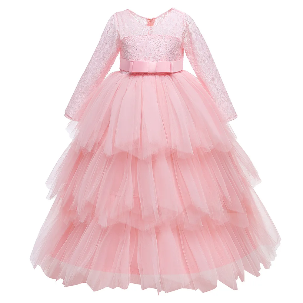 Lace Long Sleeves Party Princess Birthday Dress with Bow Tulle Cake Pink First Communion Gown for Girls
Lace Long Sleeves Party Princess Birthday Dress with Bow Tulle Cake Pink First Communion Gown for Girls
