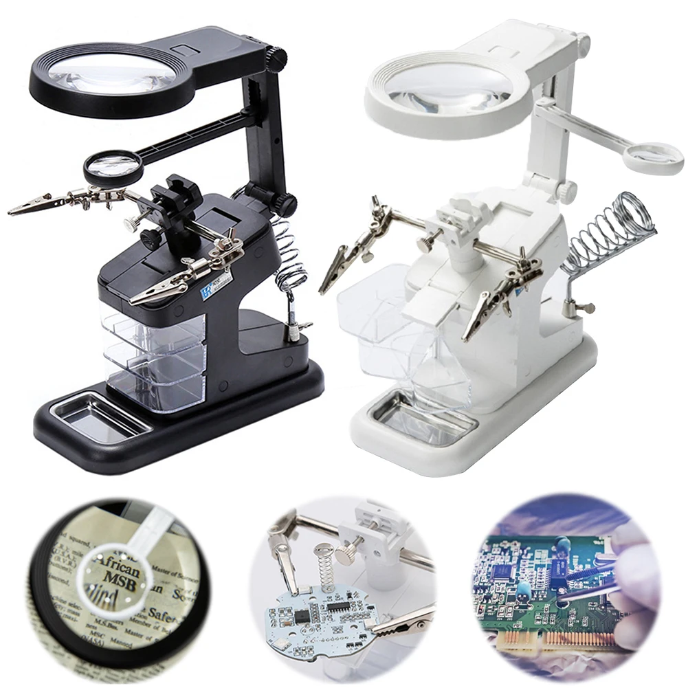 Welding Magnifying Glass with LED Light Auxiliary Clip Loupe Adjustable Magnifier Hand Soldering Solder Iron Stand Holder
Welding Magnifying Glass with LED Light Auxiliary Clip Loupe Adjustable Magnifier Hand Soldering Solder Iron Stand Holder