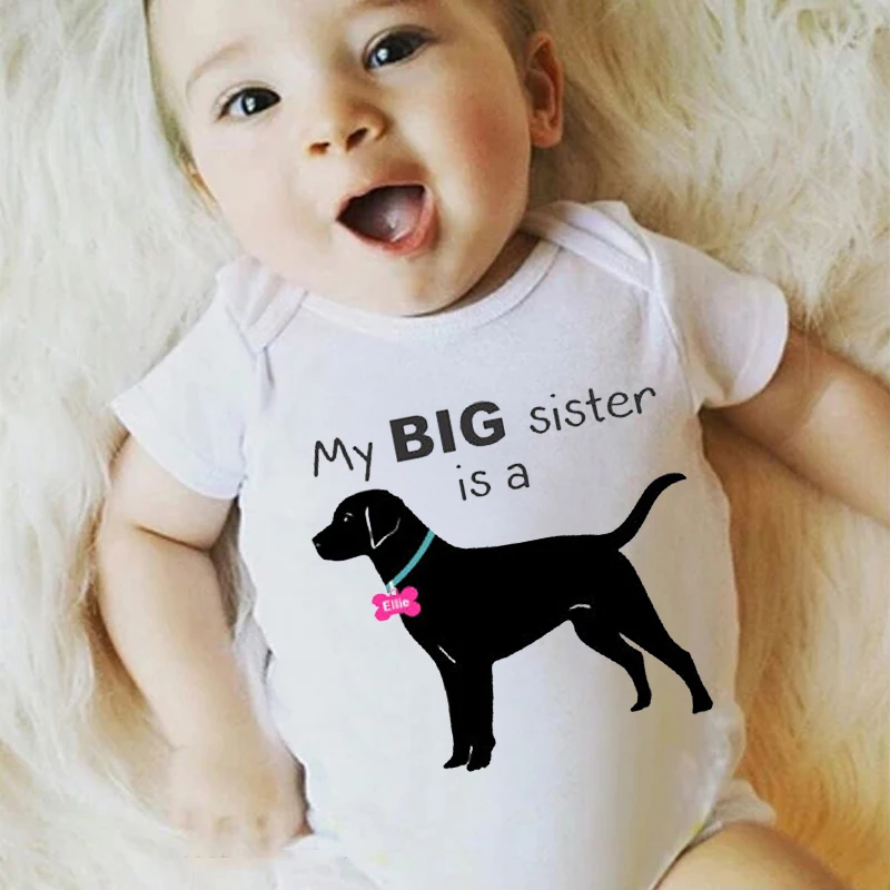Baby Clothes My Big Borther Sister Is A Dog New Summer Baby Boys Girls Clothes Short Sleeve Letter Print Cute Romper Jumpsuit
Baby Clothes My Big Borther Sister Is A Dog New Summer Baby Boys Girls Clothes Short Sleeve Letter Print Cute Romper Jumpsuit