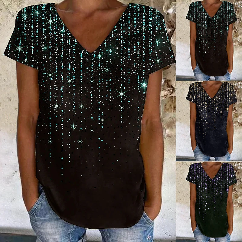 2022 Short Sleeve Women T-Shirt Summer Female High Street Tee Lady Striped Print Casual Tops Large Size V-Neck T-Shirt Pullover 
2022 Short Sleeve Women T-Shirt Summer Female High Street Tee Lady Striped Print Casual Tops Large Size V-Neck T-Shirt Pullover