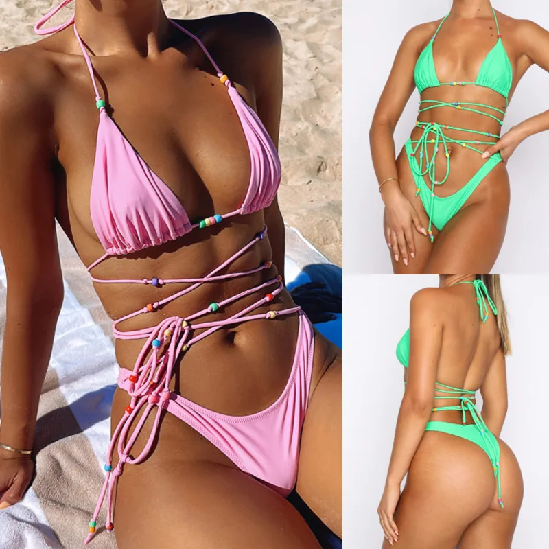 WTCandy Sexy Thong Bikini Bandage String Lace-up Swimsuit Women Solid Pink Green Swimwear Summer May Beach Brazil Bathing Suit
WTCandy Sexy Thong Bikini Bandage String Lace-up Swimsuit Women Solid Pink Green Swimwear Summer May Beach Brazil Bathing Suit