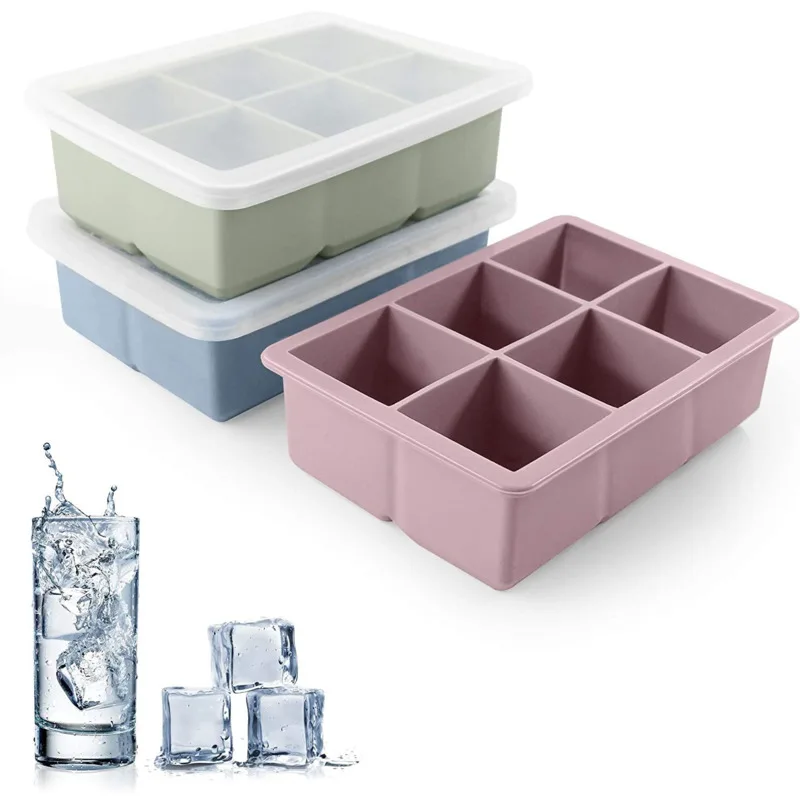 

Силиконовая форма для кубиков льда, 3 цвета, устройство для изготовления кубиков льда, гибкий силиконовый поднос для кубиков льда с крышкой, кухонные приспособления и аксессуары