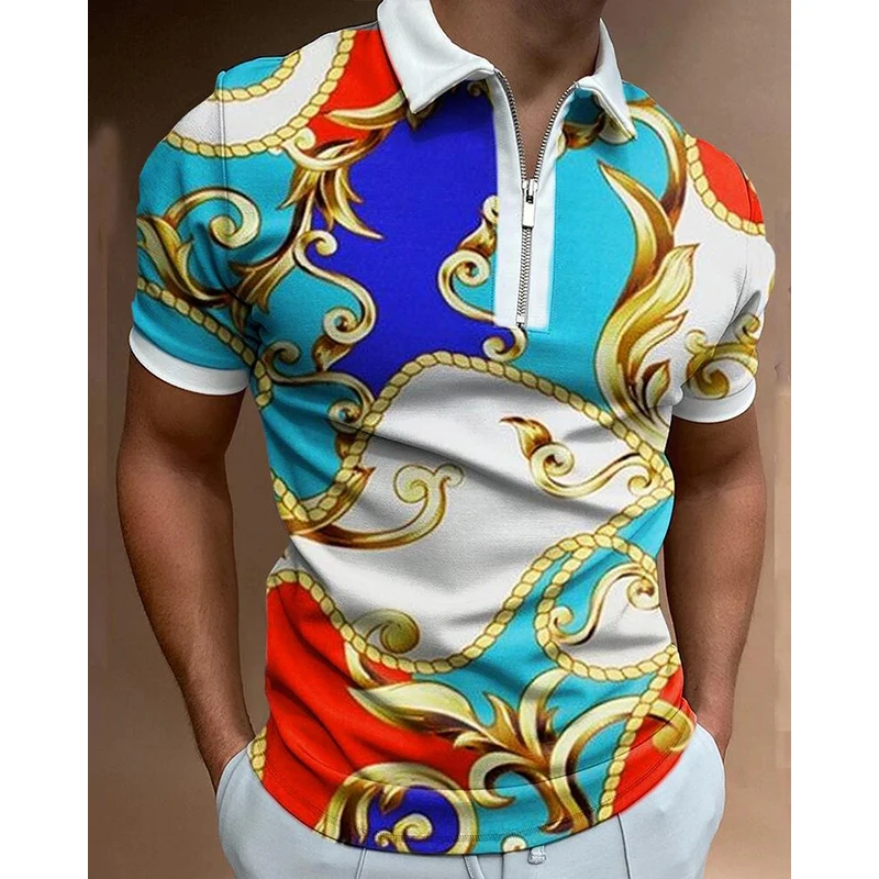 Summer Men's Clothing Casual Polo Shirts Turn-Down Zipper Collar Flowers Print Short Sleeve Men's Shirt Streetwear Polos Tops
Summer Men's Clothing Casual Polo Shirts Turn-Down Zipper Collar Flowers Print Short Sleeve Men's Shirt Streetwear Polos Tops