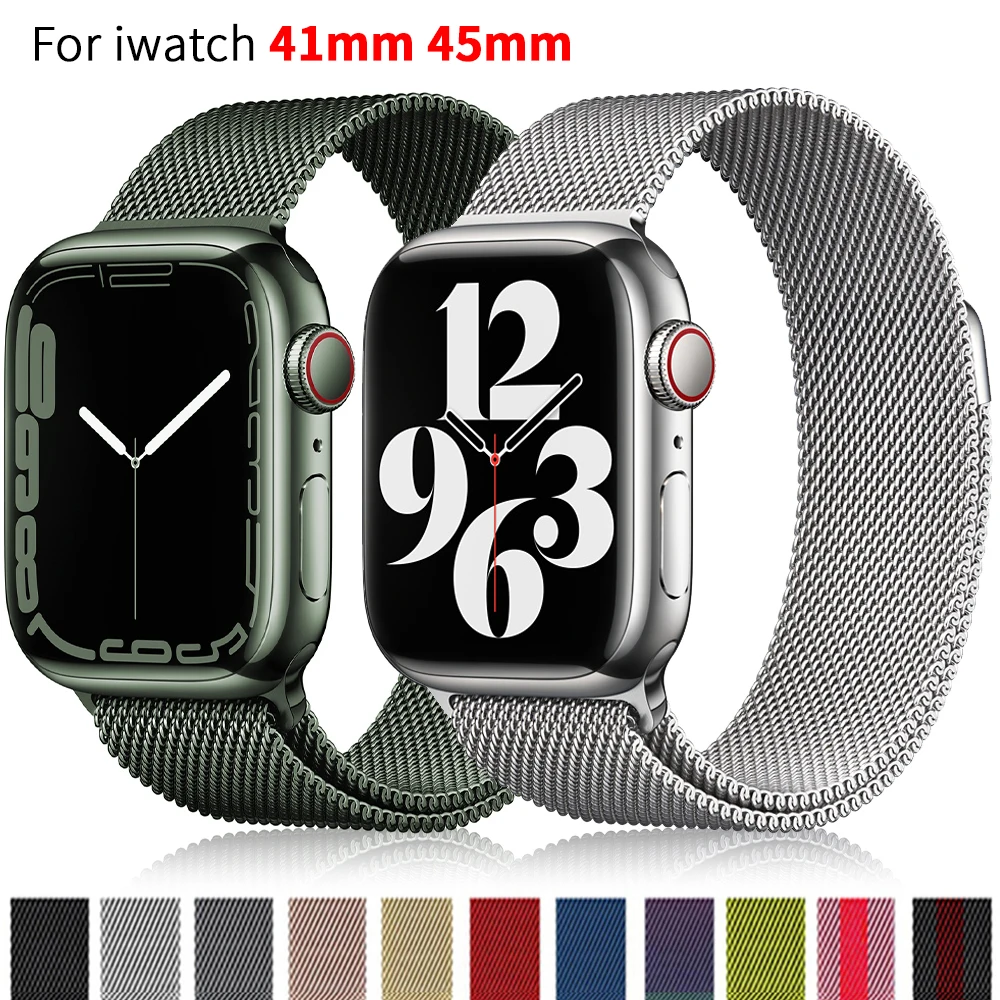 Ремешок для Apple watch band 44 мм 40 мм 42 мм 38 мм 41 мм 45, металлический браслет из нержавеющей стали, магнитная Миланская петля, Apple watch 34567se
Ремешок для Apple watch band 44 мм 40 мм 42 мм 38 мм 41 мм 45, металлический браслет из нержавеющей стали, магнитная Миланская петля, Apple watch 34567se
