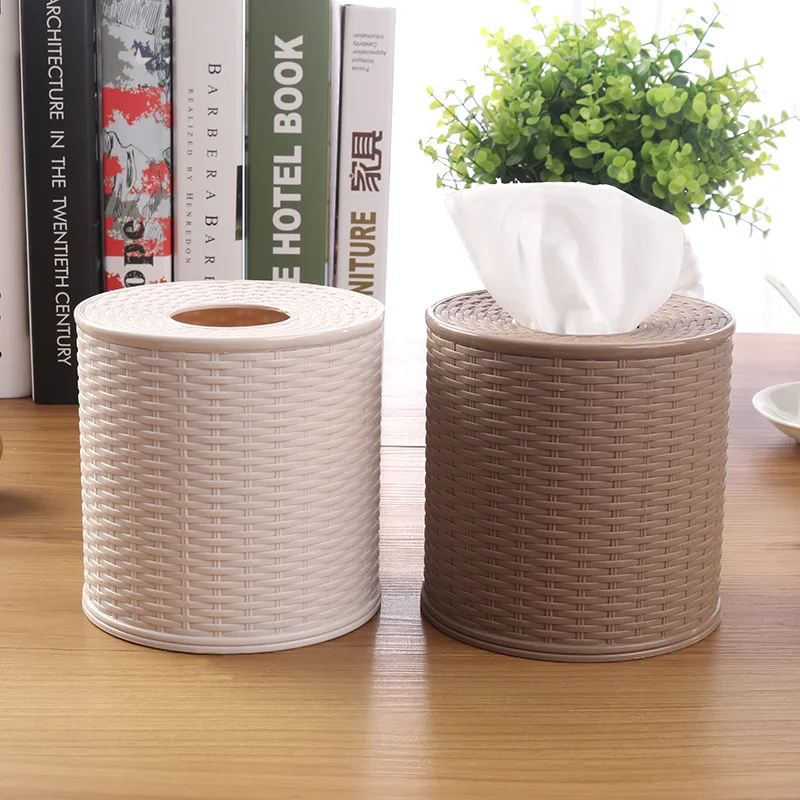

New Imitation Rattan Woven Plastic Tissue Box,Car LivingRoom Hotel Decorative Dustproof Napkin Holder,Home Toilet Paper Storage