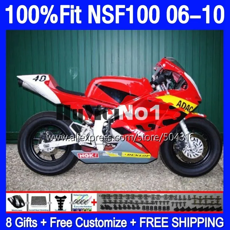 

Fiberglass Race For HONDA NSF 100 NSF100 06 07 08 09 10 167MC.70 NSF-100 glossy red 2006 2007 2008 2009 2010 Injection Fairing