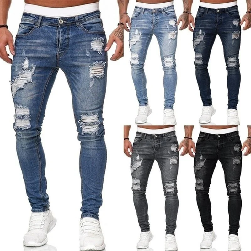 Men Jeans Hole Pencil Pants Best Seller Skinny Jeans Stretchy Ripped Denim Trousers Casual Streetwear Pants Mens Clothing
Men Jeans Hole Pencil Pants Best Seller Skinny Jeans Stretchy Ripped Denim Trousers Casual Streetwear Pants Mens Clothing