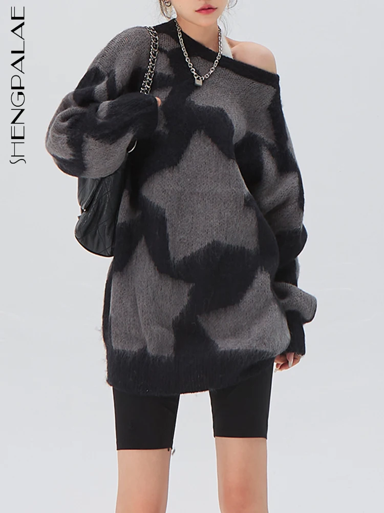 SHENGPALAE Fashion Women Sweater Star Printed O-neck Long Sleeve Contrast Color Casual Knitting Pullover Autumn 2023 New 5R4515
SHENGPALAE Fashion Women Sweater Star Printed O-neck Long Sleeve Contrast Color Casual Knitting Pullover Autumn 2023 New 5R4515