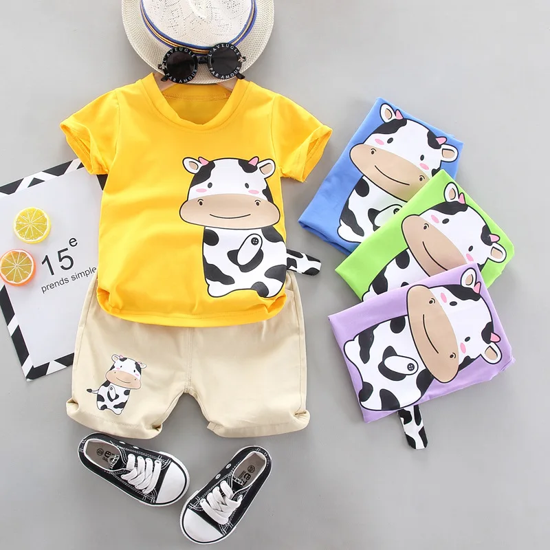 Summer Hot Sale Kids Clothing Sets 100% Cotton Children's Clothing Cartoon Cows Print Clothing for Boys O-neck Baby Boys Clothes
Summer Hot Sale Kids Clothing Sets 100% Cotton Children's Clothing Cartoon Cows Print Clothing for Boys O-neck Baby Boys Clothes