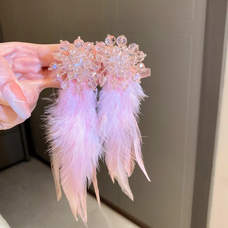 FYUAN Korean Style Crystal Flower Drop Earrings for Women Long Tassel Pink Feather Dangle Earrings Fashion Jewelry
FYUAN Korean Style Crystal Flower Drop Earrings for Women Long Tassel Pink Feather Dangle Earrings Fashion Jewelry