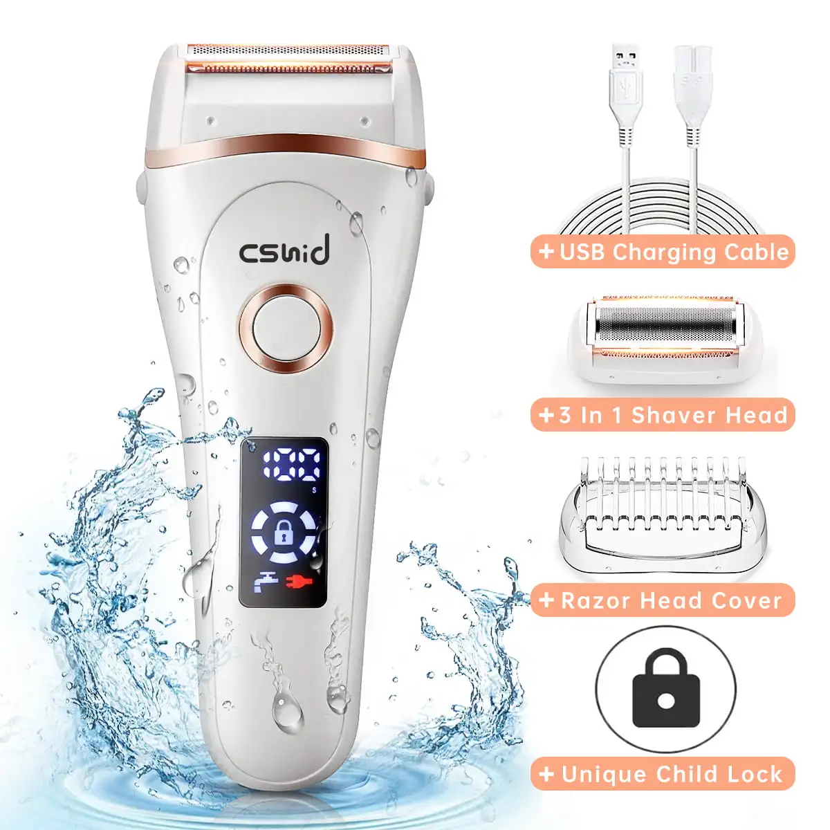 3 IN 1 for Women, Painless Lady Shaver Waterproof Wet & Dry USB Rechargeable Low Noise Body Hair Remover Epilator Bikini Trimme
3 IN 1 for Women, Painless Lady Shaver Waterproof Wet & Dry USB Rechargeable Low Noise Body Hair Remover Epilator Bikini Trimme