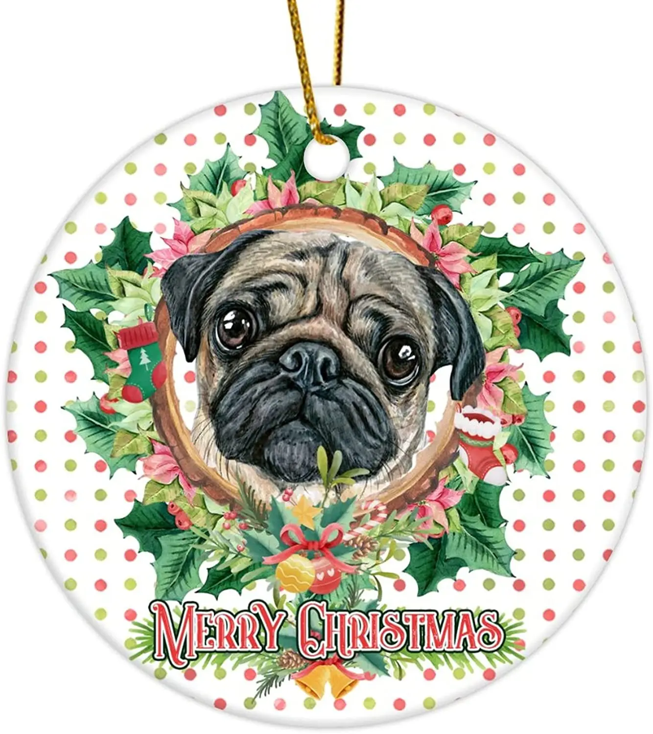Round Ceramic Christmas Ornament Dog Decorative Christmas Hanging Keepsake Customized for New Year Holiday Decor 3 Inch
Round Ceramic Christmas Ornament Dog Decorative Christmas Hanging Keepsake Customized for New Year Holiday Decor 3 Inch