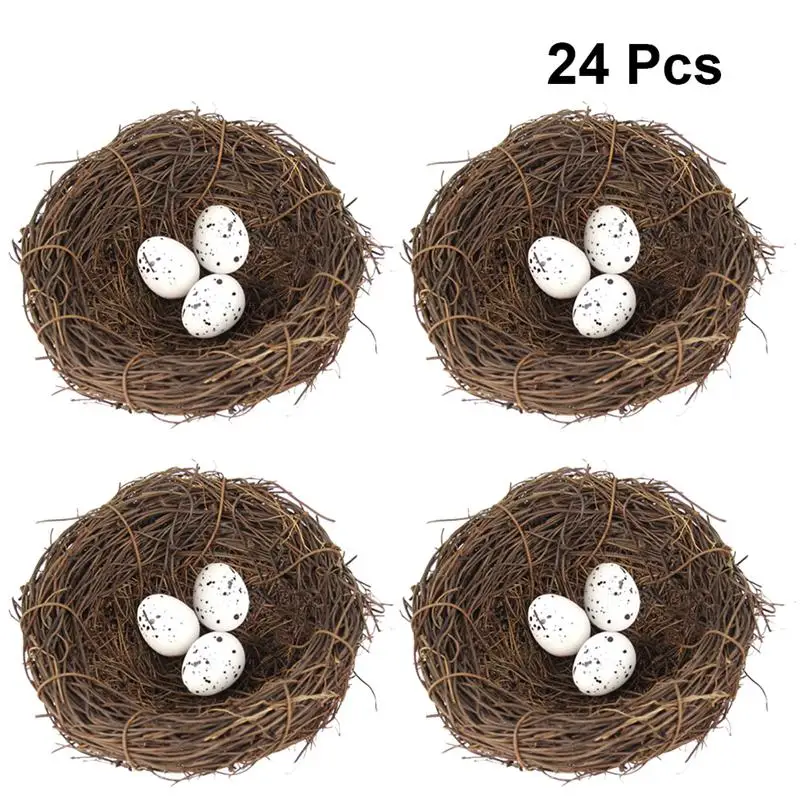 12/16/24pcs Simulation Rattan Bird Nest Easter Bird Egg Ornament Party DIY Decor (4pcs 12cm Bird Nest, 20pcs Bird Eggs) 
12/16/24pcs Simulation Rattan Bird Nest Easter Bird Egg Ornament Party DIY Decor (4pcs 12cm Bird Nest, 20pcs Bird Eggs)