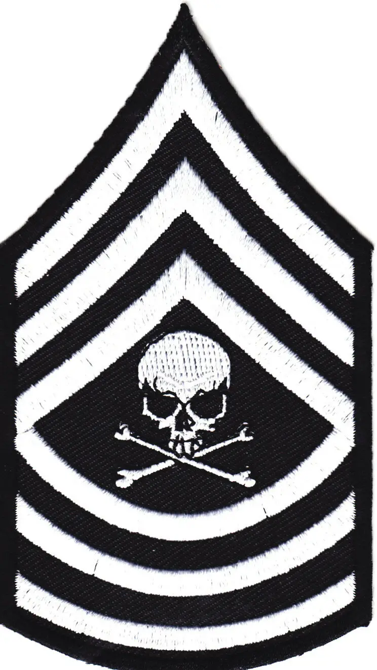 MILITARY MASTER SERGEANT Iron On Patch ≈5*9cm INSIGNIA DEATH SKUL-CROSSBONES BIKER 
MILITARY MASTER SERGEANT Iron On Patch ≈5*9cm INSIGNIA DEATH SKUL-CROSSBONES BIKER