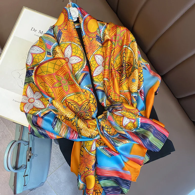 Designer Silk Scarf Women Brand New Hijab Female Foulard Echarpe Beach Bandana Luxury Shawls and Wraps Summer Scarves 2022
Designer Silk Scarf Women Brand New Hijab Female Foulard Echarpe Beach Bandana Luxury Shawls and Wraps Summer Scarves 2022