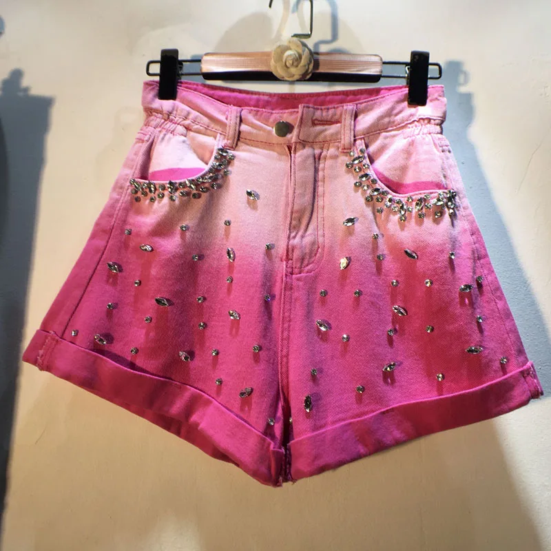 2023 New Summer Hot Shorts for Women Water Drill Beads High Waist Wide Leg Pants Gradient Diamonds Casual A-line Denim Shorts
2023 New Summer Hot Shorts for Women Water Drill Beads High Waist Wide Leg Pants Gradient Diamonds Casual A-line Denim Shorts