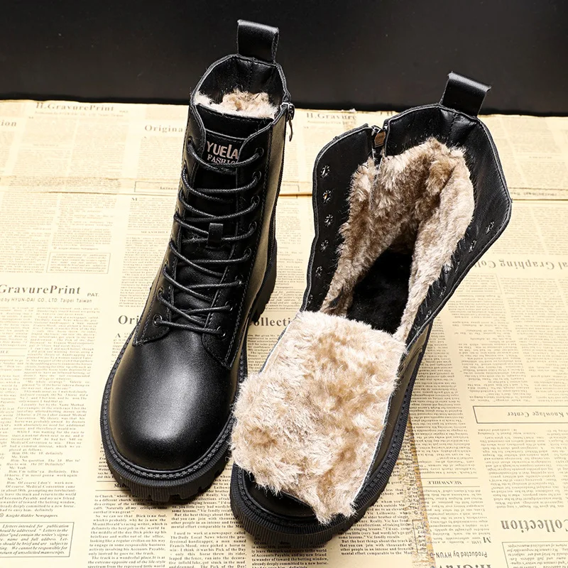 Winter Boots Women Shoes Black Leather Boots Fur Ankle Booties Velvet Plush Warm Platform Shoes Fashion Designer Botas Mujer
Winter Boots Women Shoes Black Leather Boots Fur Ankle Booties Velvet Plush Warm Platform Shoes Fashion Designer Botas Mujer