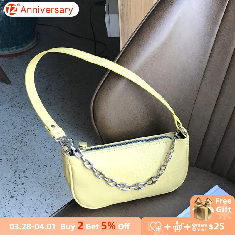 Vintage PU Leather Women Handbags Fashion Chains Ladies Underarm Bag Crocodile Pattern Girls Small Purse Shoulder Bags
Vintage PU Leather Women Handbags Fashion Chains Ladies Underarm Bag Crocodile Pattern Girls Small Purse Shoulder Bags