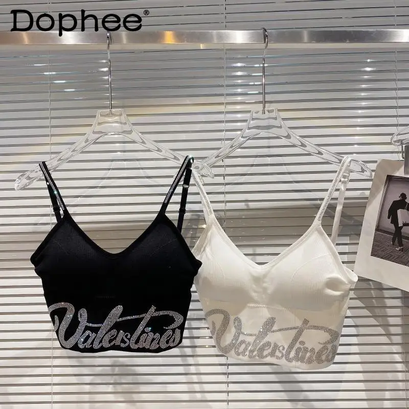 Heavy Rhinestone Lettered Black Vest Bras Women Sports Fitness Chest Pad Slim Tube Top Camisole 2022 Summer New Y2k Tops Mujer
Heavy Rhinestone Lettered Black Vest Bras Women Sports Fitness Chest Pad Slim Tube Top Camisole 2022 Summer New Y2k Tops Mujer