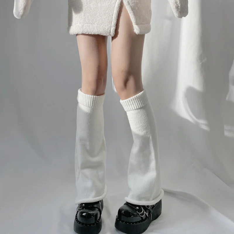 

Harajuku Women Girls Horn shape knitting Leg Warm Socks Sweet Lolita Solid color Leg Socks Winter Velvet Foot Warmers Pile socks