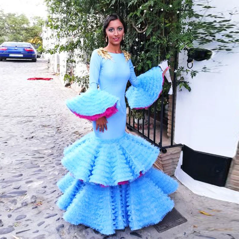 Sky Blue Maxi Dreses Women abiye gece elbisesi Lush Mermaid Party Dresses Ruffles Flare Sleeves Elegant robe de soiree 2023
Sky Blue Maxi Dreses Women abiye gece elbisesi Lush Mermaid Party Dresses Ruffles Flare Sleeves Elegant robe de soiree 2023