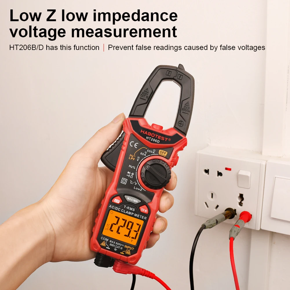 Digital Clamp Meter HT206A HT206B HT206D 600A AC DC Current NCV Voltmeter Ammeter With Leather Case Two-color Backlight LCD
Digital Clamp Meter HT206A HT206B HT206D 600A AC DC Current NCV Voltmeter Ammeter With Leather Case Two-color Backlight LCD