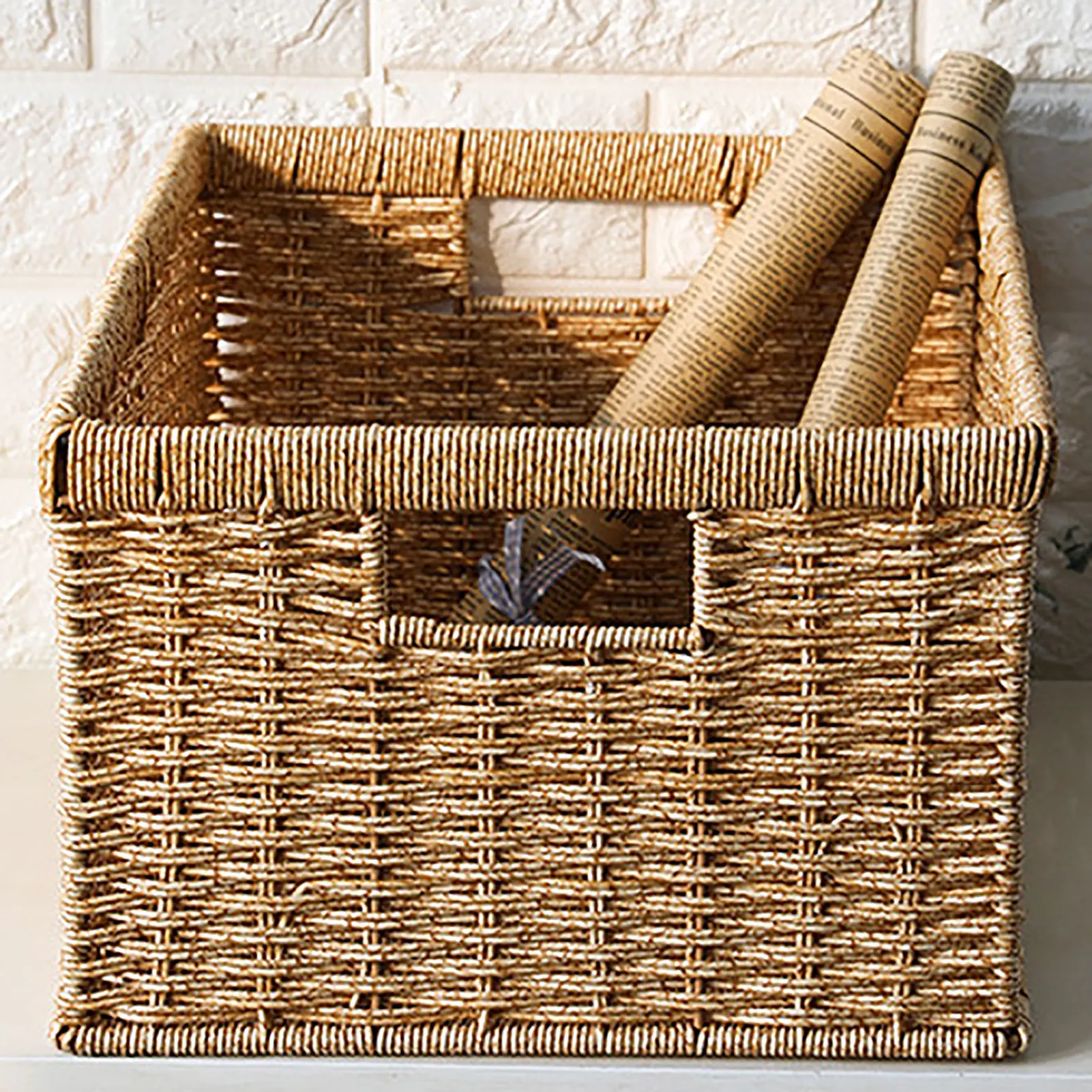 Artificial Rattan Wicker Woven Storage Basket Home Room Sundries Tidy Toy Book Magazine Organizer Basket With Handle
Artificial Rattan Wicker Woven Storage Basket Home Room Sundries Tidy Toy Book Magazine Organizer Basket With Handle